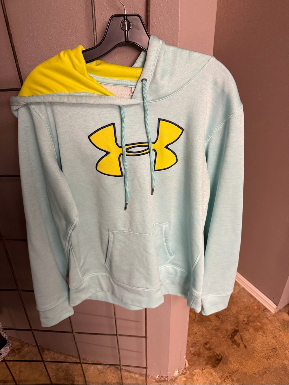 Under Armour Mint Hoodie with Yellow Logo and Lining